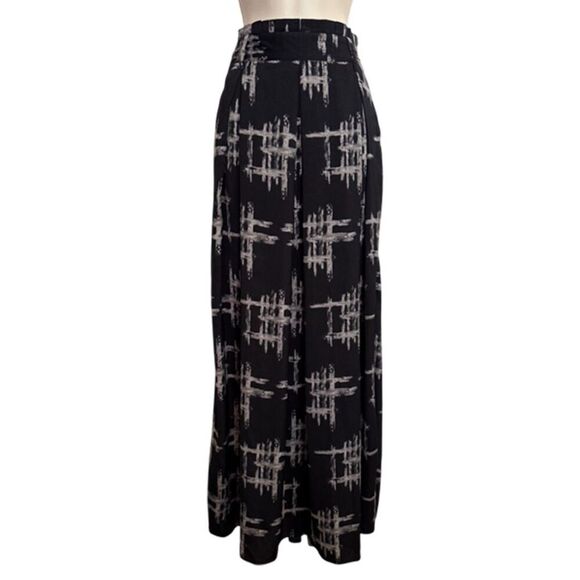 Whimsigoth 90s Black & Gray Pleated Maxi Skirt With a hashtag Print Size S - Picture 3 of 13